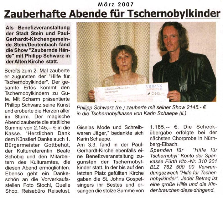 Zauberhafte Abende für Tschernobylkinder